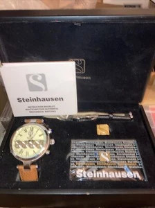 Para hombre Steinhausen 35 joya cronógrafo automático papeles y caja xtra banda incrustada - Imagen 1 de 18