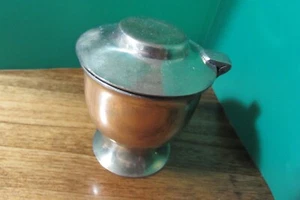 Vintage Antique heavy brass? goldtone candle in candleholder with lid from India - Picture 1 of 7
