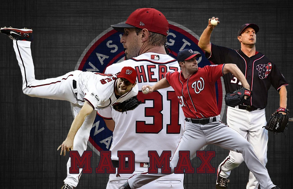 Washington Nationals  Lithograph print of  Max Scherzer 17 x 11 - Image 1 of 1