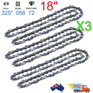 3X 18 inch Chainsaw Chain 325 1.5mm 72 Drive Links For Oregon Replacement Spare - Picture 1 of 10