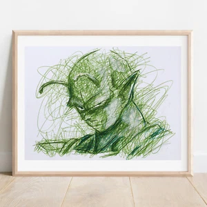 Piccolo Ballpoint Pen Print, Dragon Ball Z Art Poster - Picture 1 of 3