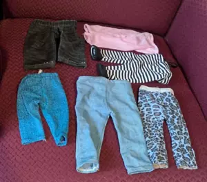 Pantalones de muñeca American Girl pantalones x5 pares rosa azul negro leopardo negro blanco rayas - Imagen 1 de 7