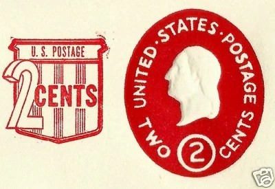 USA, EMBOSSED STAMPED ENVELOPE, WASHINGTON, 2 CENTS, REVALUED 2 CENT, RED, 1953 - Image 1 of 2