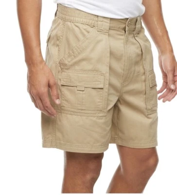 St Johns Bay Hiking Cargo Shorts Elastic Waist Mens Sz 44 British Khaki MSRP $40 - Image 1 of 4