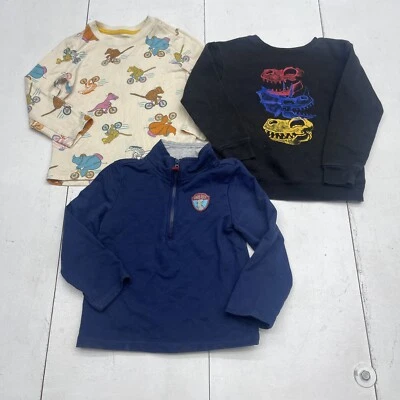 Blue Black Beige Multi Brand 3 Pack Dinosaur Themed Long Sleeve Tops Toddler 4T - Image 1 of 4