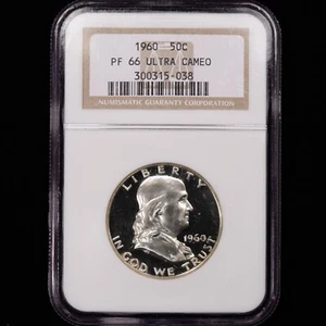 1960 Proof Franklin mezzo dollaro 50c - NGC GRADED PF65 ultra cameo - Foto 1 di 4