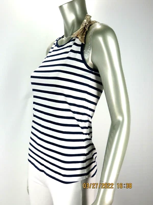 CREWCUTS EVERYDAY SZ Girls 14 100% Cotton  White & Navy Tank Top Blouse Shirt - Image 1 of 4