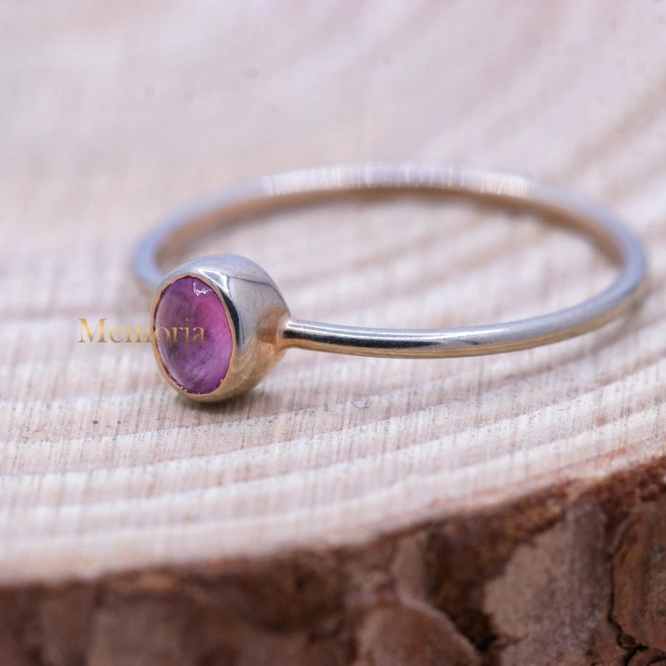 Zafiro Natural Minimalista 925 Plata Maciza de Ley Anillo Compromiso Talla 5 US - Imagen 1 de 1