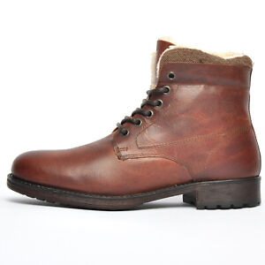 Red Tape Frumpton Mens Leather Urban Ankle Fashion Military Boots Brown