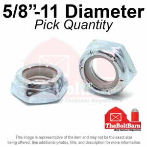 5/8"-11 Grade A Nylon Insert Hex Jam Lock Nuts Zinc Coarse Nylok (Pick Quantity) - Picture 1 of 2