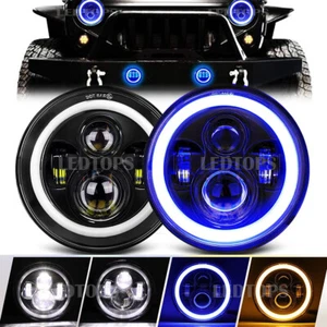 Kit combinado de conducción de anillo DRL azul faros LED halo para Jeep Wrangler JK 2007-18 - Imagen 1 de 12