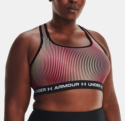 Женский Under Armour середины крестом печать спортивный бюстгальтер 1362899-002 новый с Ярлыками 3 X - Изображение 1 из 2