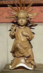 Großes Sitzendes Jesuskind Christus Holz geschnitzt  Krippe Weihnacht - Bild 1 von 1