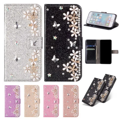 Bling Floral Slim Cover Wallet Phone Case For Samsung S24 S23 S21 S22 S20 Ultra - Image 1 of 4
