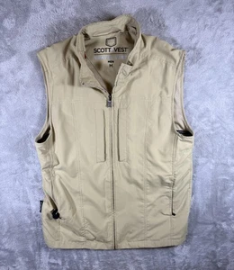 SCOTTeVEST Travel Vest Mens Medium Khaki Multi Pocket Utility Tech Zip Outdoor - Picture 1 of 7