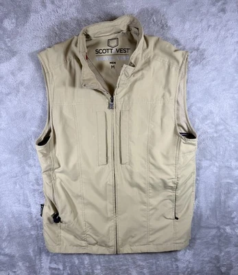 SCOTTeVEST Travel Vest Mens Medium Khaki Multi Pocket Utility Tech Zip Outdoor - Image 1 of 4