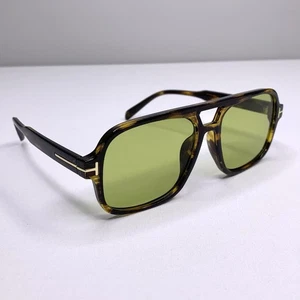 Sample Sale | Green Lens Aviator Luxury Sunglasses Tortoise Shell Retro Design - Picture 1 of 7