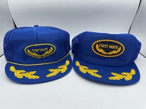 Vtg Captain & First Mate Trucker Hats  Snapback Vintage - Picture 1 of 2