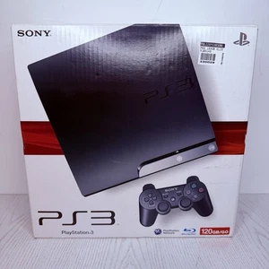 Sony PS3 Slim Schwarz 120gb Original Konsole mit Controller und Playstation3 Box - Bild 1 von 18