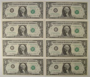 Lot of (8) 1969-D $1 Federal Reserve Notes Crisp AU / Uncirculated - Picture 1 of 3