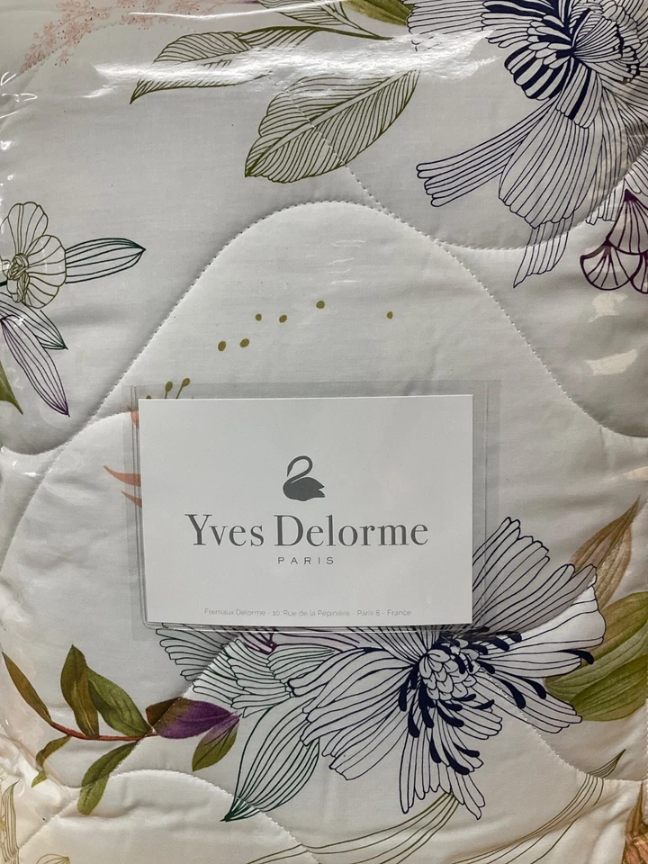 Yves Delorme ~ Belle de Nuit ~ королева стеганая/покрывало ~ цветочный ~ 98 x 98 ~ сделано во Франции - Изображение 1 из 4