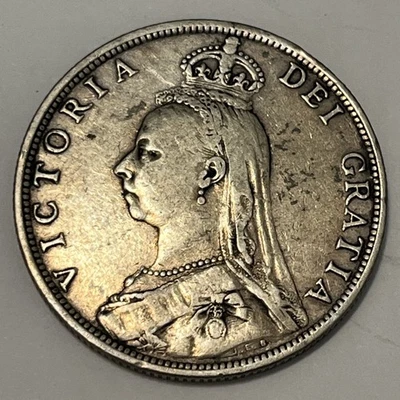Great Britain 1890 Florin Queen Victoria Silver Coin - Image 1 of 3