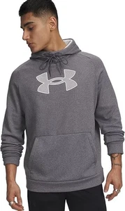 NEW Men's Under Armour Gray White Fleece Big Logo Hoodie Size Large MSRP $60.00 - Picture 1 of 9