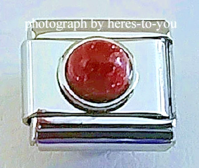 Link de Berloque Italiano~PEDRA DE OURO Cabochão Redondo~Cristal Coragem Confiança Energética - Imagem 1 de 1