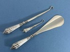 GOOD ANTIQUE VICTORIAN SOLID SILVER BUTTON, GLOVE HOOK SHOE HORN SET BIRM 1899
