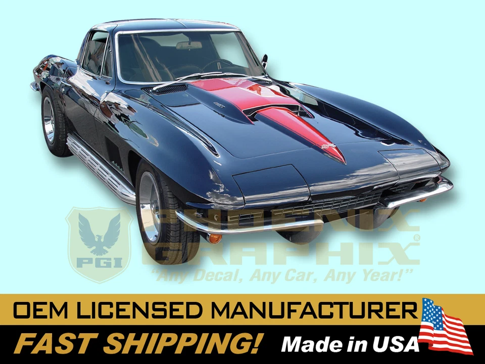1967 Chevrolet C2 Corvette Stinger капот трафарет наклейки и полосы графический набор - Изображение 1 из 1