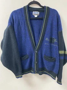 Vintage Bugle Boys Sweater Men’s Blue L Global Challenge Cardigan Crest 00s - Picture 1 of 6