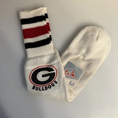 New Vintage Georgia Bulldogs UGA Tube Socks  Dawgs Football Gameday Frat NOS - Image 1 of 4