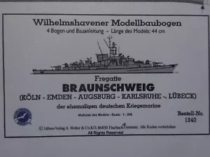 Fregatte Braunschweig Wilhelmshavener Modellbaubogen Bastelbogen Kartonmodel - Bild 1 von 1