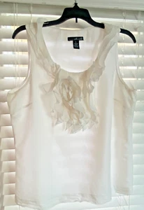 Willi Smith Sleeveless Silk Cotton Ruffles Collar Top Large - Picture 1 of 7