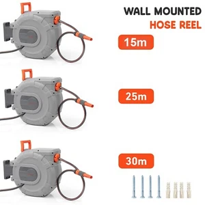 25/30m Garten Terrasse Schlauchtrommel Wandmontage einziehbar Auto Aufwickelrohr 180° - Bild 1 von 22