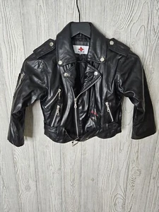 Bike Star Motorcycle Apparel Toddler Faux Leather Jacket Size 5t Embroidered USA - Picture 1 of 4