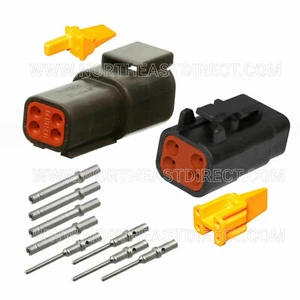 4 PIN BLACK DEUTSCH DTM DTM04-4P DTM06-4P WATERPROOF CONNECTOR - SOLID CONTACTS - Picture 1 of 2