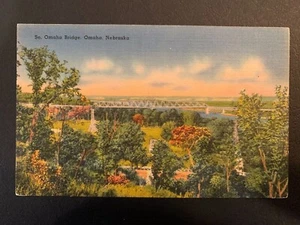 VTG Color Postcard South Omaha Bridge, Nebraska Unused River Landscape - Picture 1 of 2