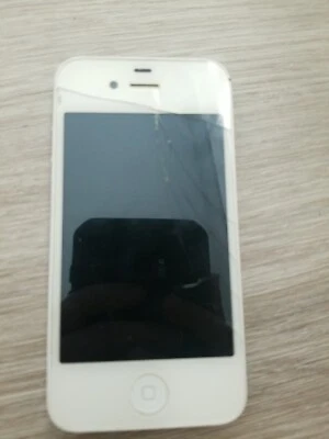 Apple iPhone 4 white screen cracked power button does not work not tested  - Image 1 of 4