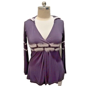 Boston Proper | Grey Hooded Tie Dye Fitted Sweatshirt Tunic Sz M - Picture 1 of 14