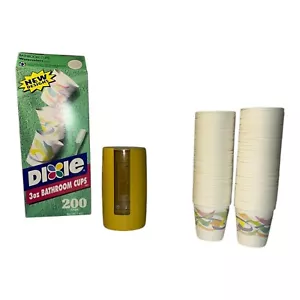 Dispensador de tazas Dixie Baño 3 oz amarillo vintage 1974 con tazas - Imagen 1 de 9
