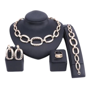 Collana Cristallo Oro Italiano Orecchini Anello Bracciale Sposa Set Gioielli - Foto 1 di 8