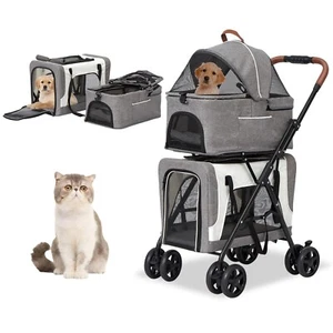 Kinbor Dog Stroller Cat Double Stroller for Small Dogs Strollers with Carriers - Picture 1 of 8