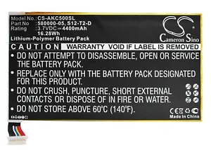 Batteria per Amazon KC5,Kindle Fire HD 2013,Kindle Fire HD 3rd,26S1005,S12-T2-D - Foto 1 di 5