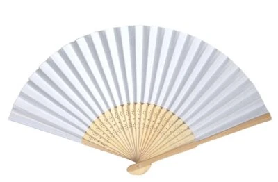 410, 5 pz ventagli ventagli in legno mano ventagli estivi carta bianco ventagli matrimonio - Immagine 1 di 4