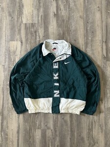 Vintage 90s Nike Full Zip Windbreaker Jacket Sz L VTG RARE SWOOSH SPELLOUT