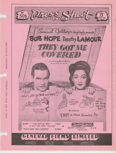 They Got Me Covered 1943 Movie Press Sheet - Bob Hope Dorothy Lamour - Canada - Picture 1 of 2