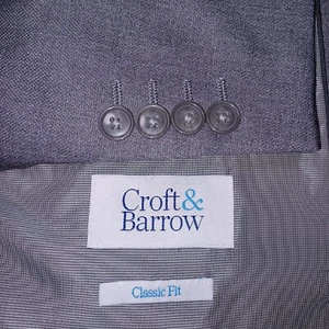 CROFT & BARROW Blazer Mens 48R Gray Suit Jacket Sport Coat Interview Dressy EUC - Picture 1 of 12