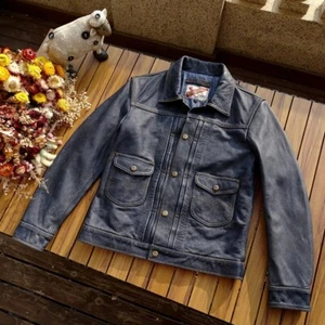 Vintage American Retro 507xx Type II Style Plissee Leather Trucker Biker Jacket - Bild 1 von 19