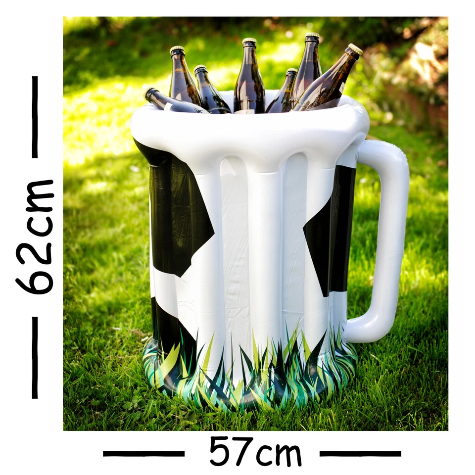 AUFBLASBARER BIERKRUG GETRÄNKEKÜHLER - Fußball Pool Party Bierkühler WM EM Deko - Bild 1 von 2